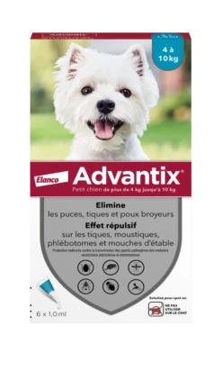 Advantix Petit Chien 4-10Kg -Promos VetoStore Boutique 4007221021018 advantix petit chien 6 pipettes 3 1