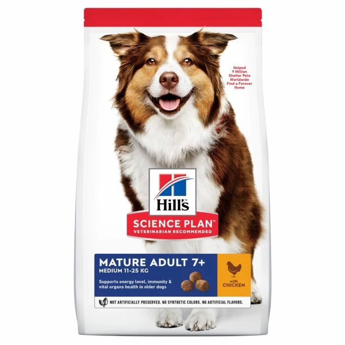 Hill's Science Plan Mature 7+ Croquettes Pour Chien Medium Au Poulet 3 Hill's Science Plan Mature 7+ Croquettes Pour Chien Medium Au Poulet