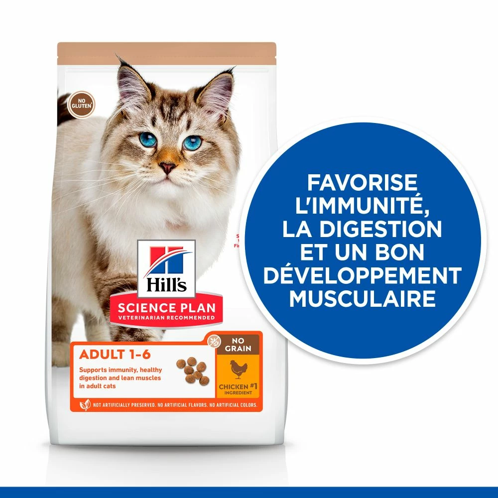 Hill's Science Plan No Grain Croquettes Sans Céréales Pour Chat Adulte Au Poulet - 1.5Kg 5 Hill's Science Plan No Grain Croquettes Sans Céréales Pour Chat Adulte Au Poulet - 1.5Kg – Image 3