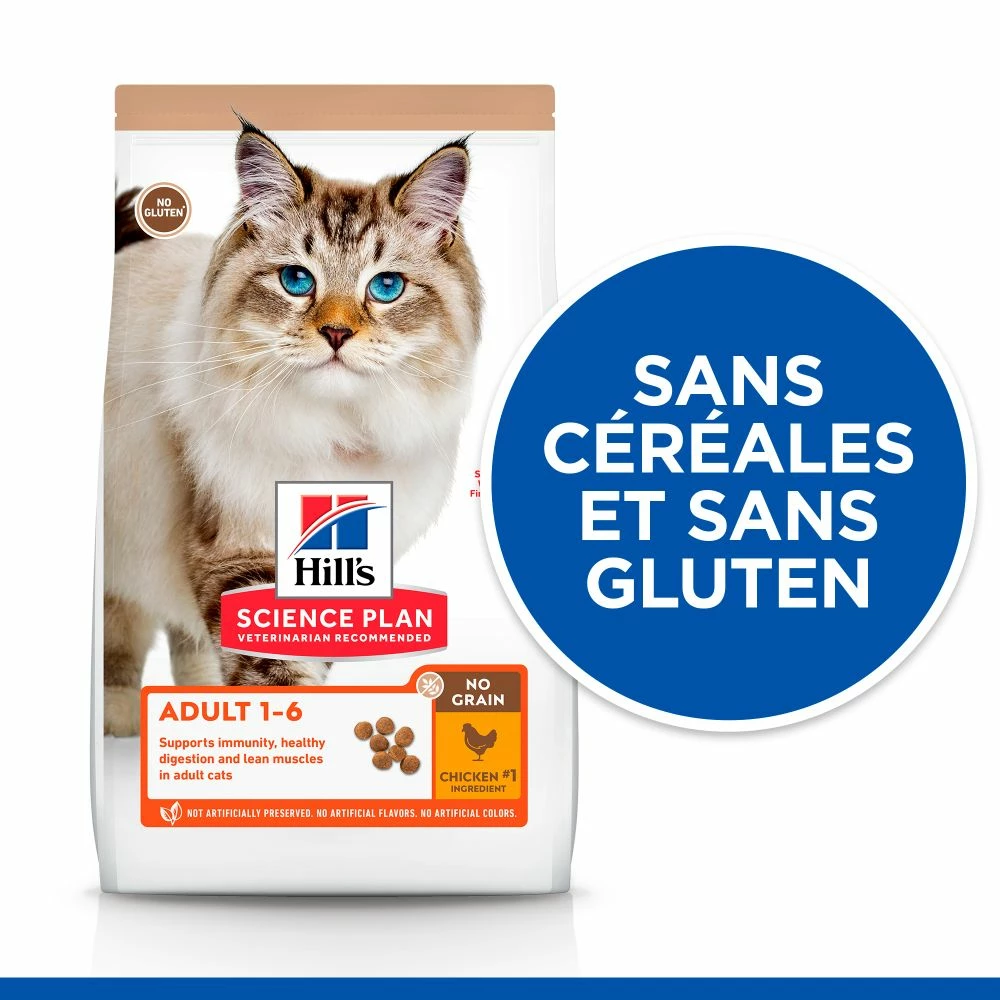 Hill's Science Plan No Grain Croquettes Sans Céréales Pour Chat Adulte Au Poulet - 1.5Kg 6 Hill's Science Plan No Grain Croquettes Sans Céréales Pour Chat Adulte Au Poulet - 1.5Kg – Image 4