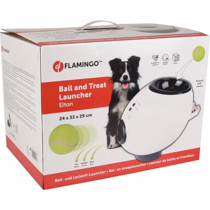 Flamingo Jouet Chien Elton Interactif Distributeur Automatique De Friandises+balles De Tennis 33x24x29cm 3 Flamingo Jouet Chien Elton Interactif Distributeur Automatique De Friandises+balles De Tennis 33x24x29cm