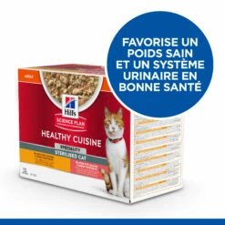 HILL'S SCIENCE PLAN HEALTHY CUISINE MIJOTÉS POUR CHAT ADULTE STÉRILISÉ AU POULET ET AU SAUMON 12X80G -Promos VetoStore Boutique Hills science plan chat adult sterilised cat healthy cuisine mijotes sachet repas poulet saumon 12x80g 3 FR