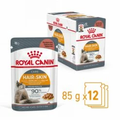 Royal Canin Hair & Skin Care En Sauce Pour Chat 12 Sachets De 85g -Promos VetoStore Boutique Royal Canin Hair Skin Care Gravy Chat FR 02
