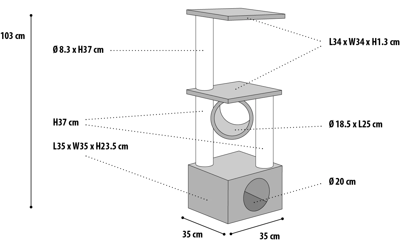 Flamingo Griffoir Baretti Gris 35x35x103cm 4 Flamingo Griffoir Baretti Gris 35x35x103cm – Image 2