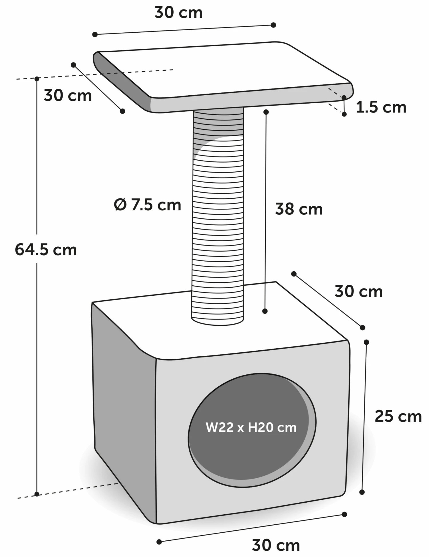 Flamingo Arbre à Chat Charles Gris 30x30x64,5cm 5 Flamingo Arbre à Chat Charles Gris 30x30x64,5cm – Image 3