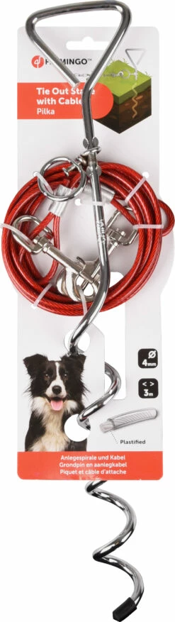 Flamingo Piquet D'attache Pilka 46cm Avec CÃ¢ble 3m -Promos VetoStore Boutique f75224216bc5c850a3d6dfb56ce57830fc0129e1c33e21b49e2f9e541f06bf8e